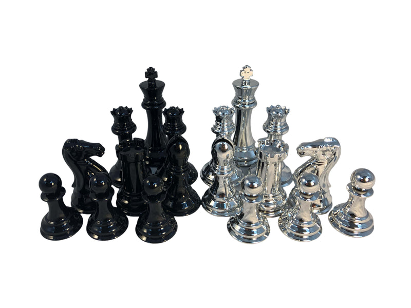 Silver & Black Weighted Chess Pieces