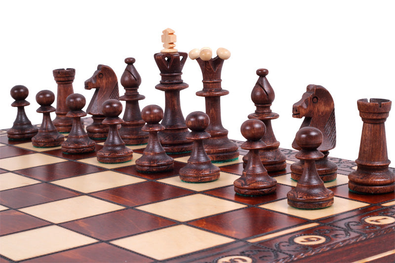 Consul Wooden Chess Set - Folding Board with 3 1/2" King (2 New Colors)