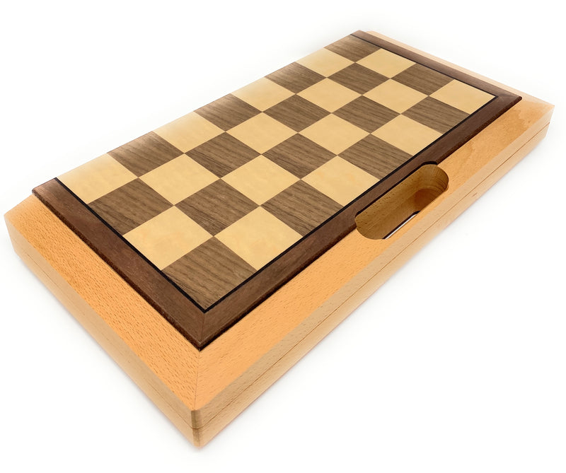 Folding Inlaid Walnut set (15" board 3" King)