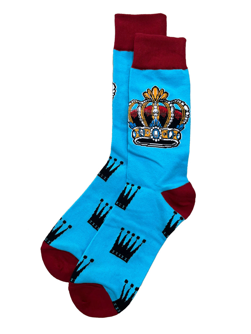Chess Socks - Adult Size 6-12 Kings Queens Blue Burgundy