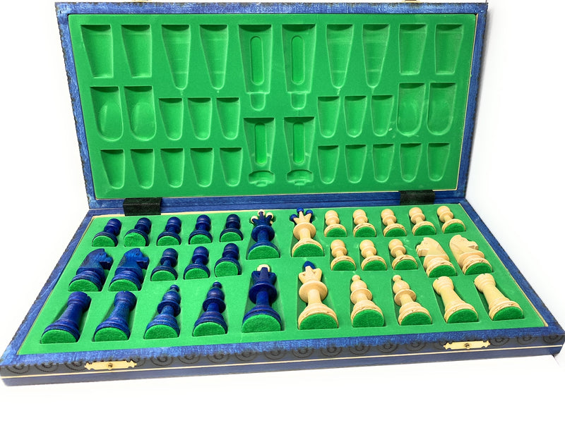 Consul Wooden Chess Set - Folding Board with 3 1/2" King (2 New Colors)