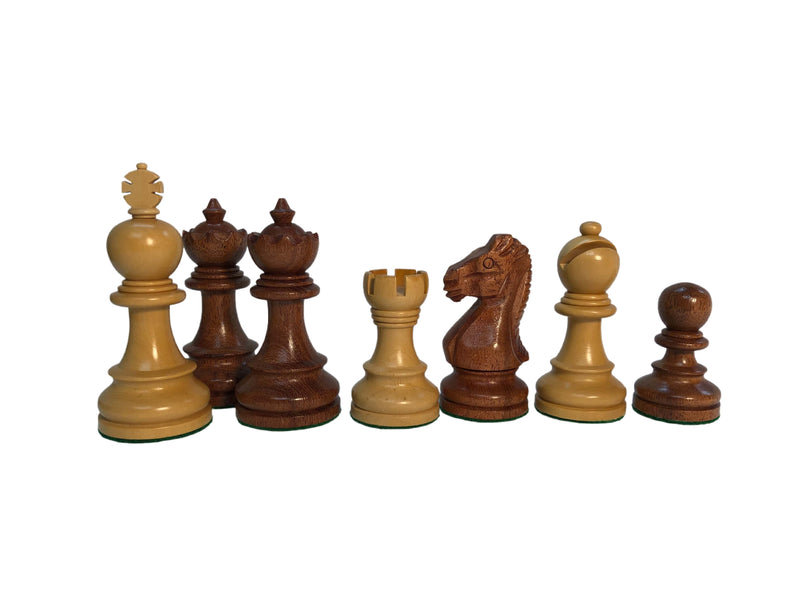 Old World Babul Wood Chess Set (4Qs) - 3X Weight - 3 3/4 King