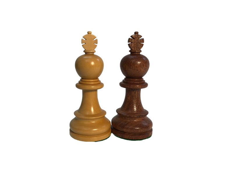 Old World Babul Wood Chess Set (4Qs) - 3X Weight - 3 3/4 King