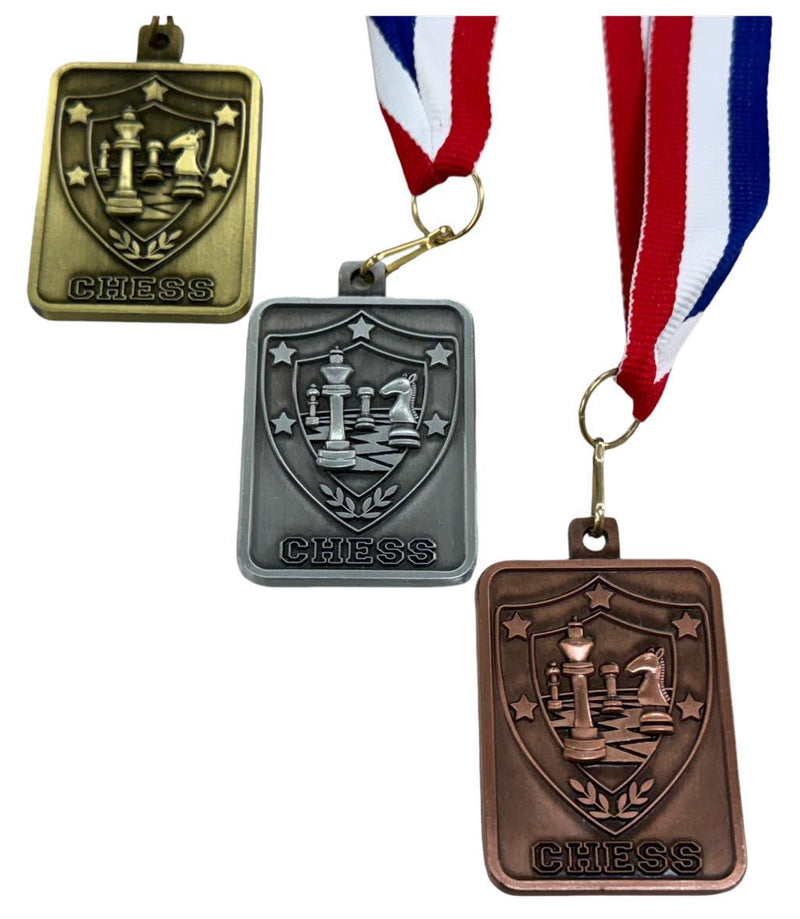 Shield Chess Medal - Satin Finish