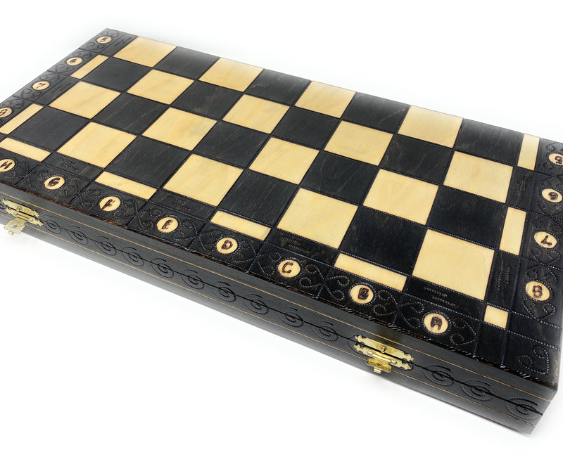 Ambassador Deluxe Chess Set - 20.5" Folding board with 4 1/4" King