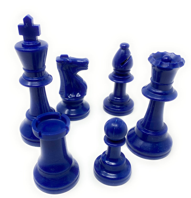 Blue Plastic Chess Pieces (1 bag / 17 pieces)