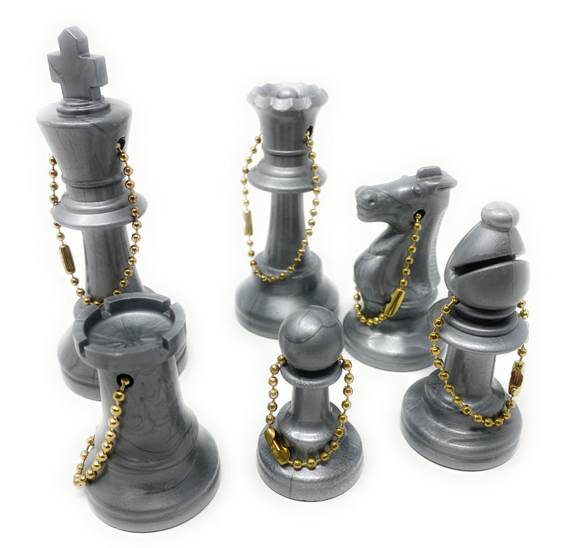 Grey Plastic Chess Key Chains (1 bag / 17 pieces)