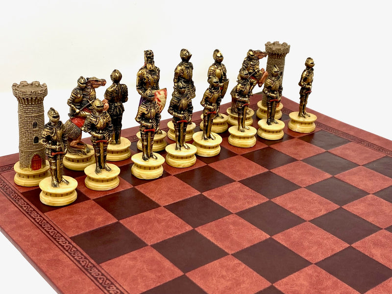 Medieval Themed Chess Board - Gold & Silver - Medium