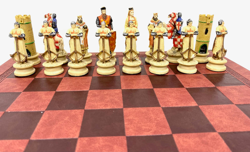 Crusades Resin Theme Chess Pieces with Leather Board