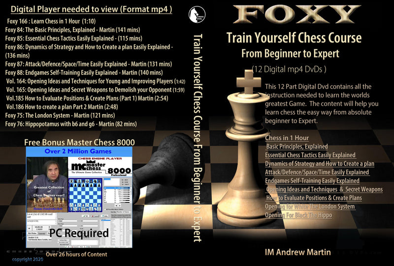 Train Yourself Chess Course - Beginner to Expert Collection (12 Digital Downloads) 26 Hours of instr