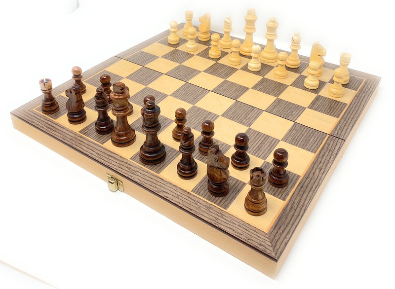 Folding Walnut and Maple Wooden Tournament Chess Board