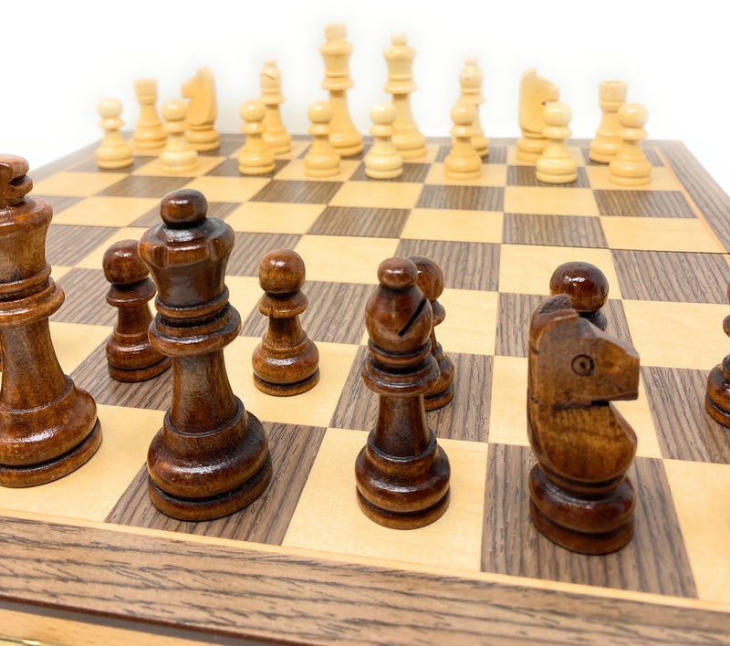 Folding Walnut Chess set (15" Board 3" King)